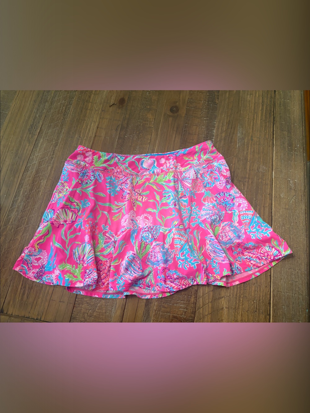 Lilly Pulitzer Hot Pink Floral Shell-Print Skort